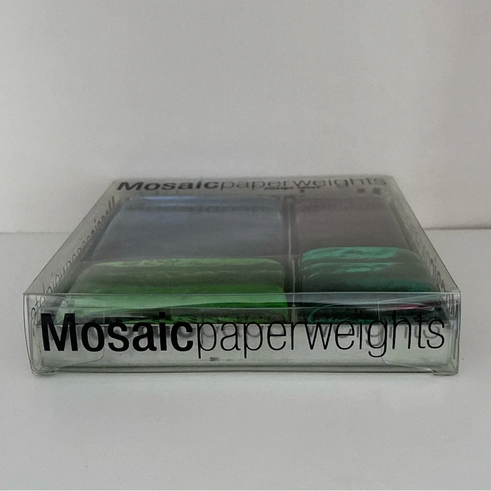 NWT Mosaic Puzzleweights Glass Paper Weights, by Design Ideas, Boxed